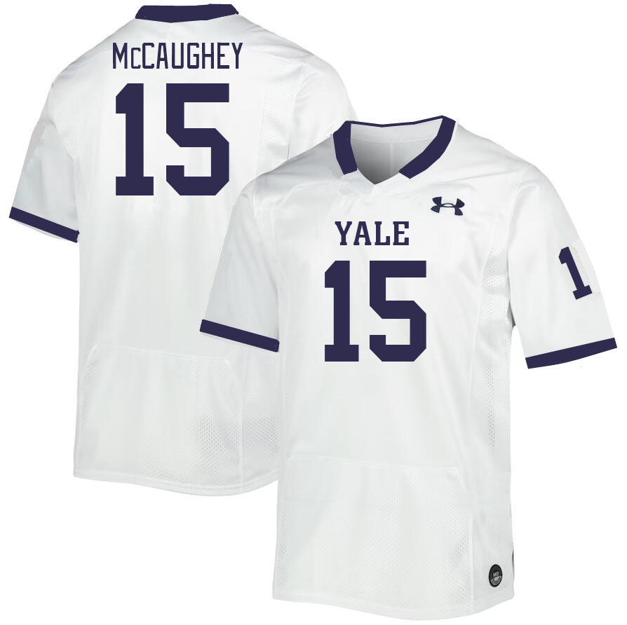 Men-Youth #15 Brogan McCaughey Yale Bulldogs 2023 College Football Jerseys Stitched-White